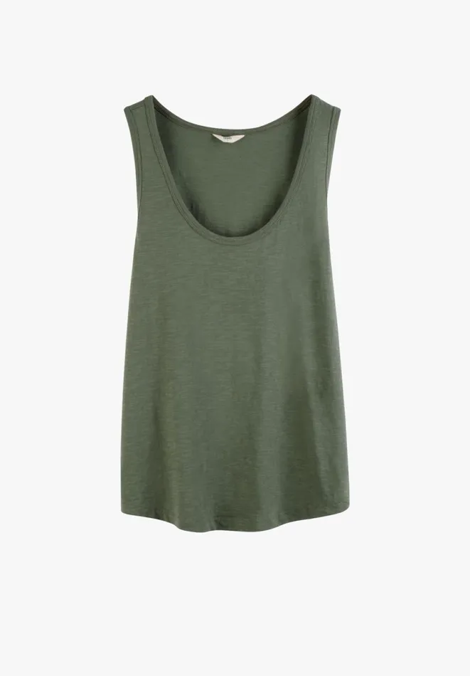 Hush Tops and Tshirts Women Cotton Slub Tank Top Khaki Hush Tops and Tshirts Women Cotton Slub Tank Top Khaki