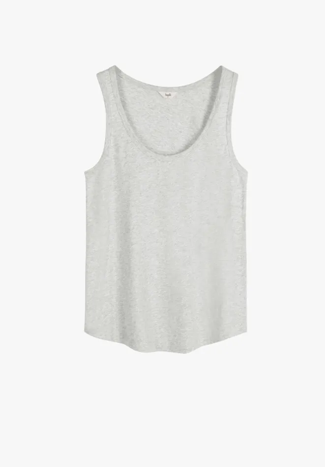 Hush Tops and Tshirts Women Cotton Slub Tank Top Lightest Grey Marl Hush Tops and Tshirts Women Cotton Slub Tank Top Lightest Grey Marl