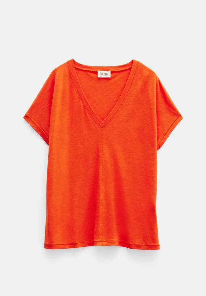 Hush Tops and Tshirts Women Danny Linen VNeck TShirt Red Hush Tops and Tshirts Women Danny Linen VNeck TShirt Red