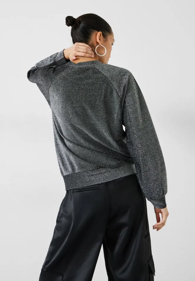 Hush Tops and Tshirts Women Darcy Raglan Sleeve Sparkle Sweatshirt Silver Lurex Hush Tops and Tshirts Women Darcy Raglan Sleeve Sparkle Sweatshirt Silver Lurex