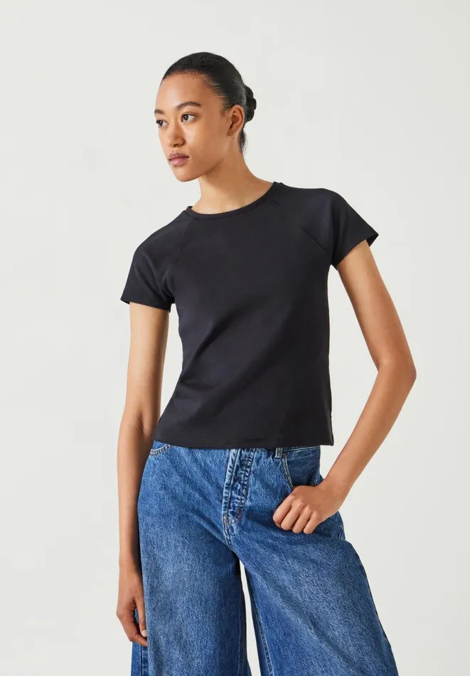 Hush Tops and Tshirts Women Deven Ribbed Fitted TShirt Black