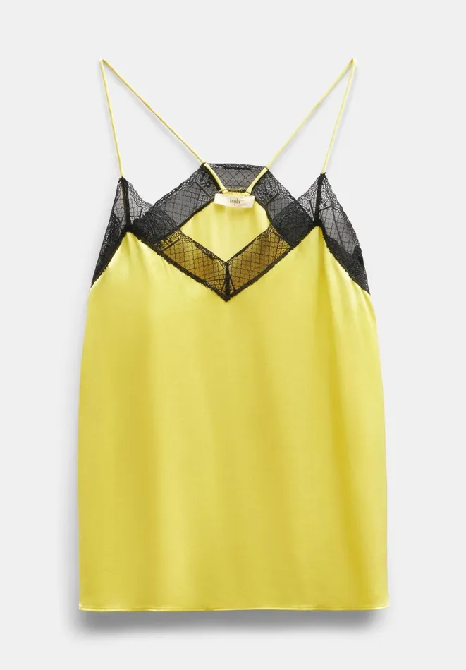 Hush Tops and Tshirts Women Estella Satin Lace Cami Yellow Hush Tops and Tshirts Women Estella Satin Lace Cami Yellow