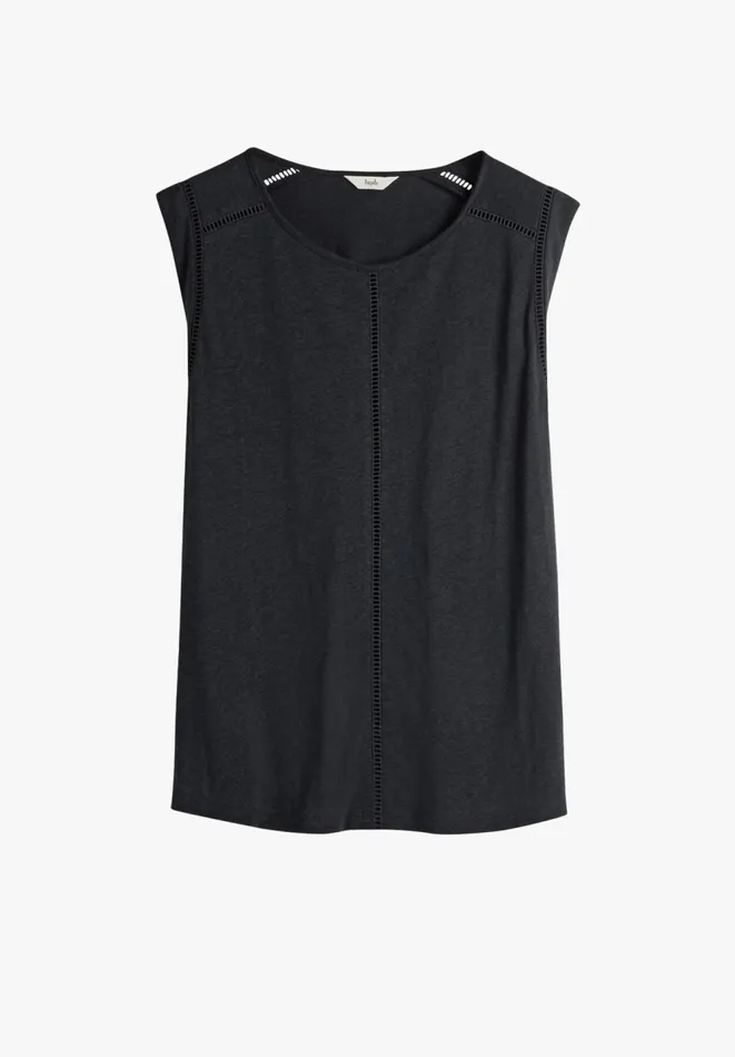 Hush Tops and Tshirts Women Fia Linen Blend Vest Black Hush Tops and Tshirts Women Fia Linen Blend Vest Black