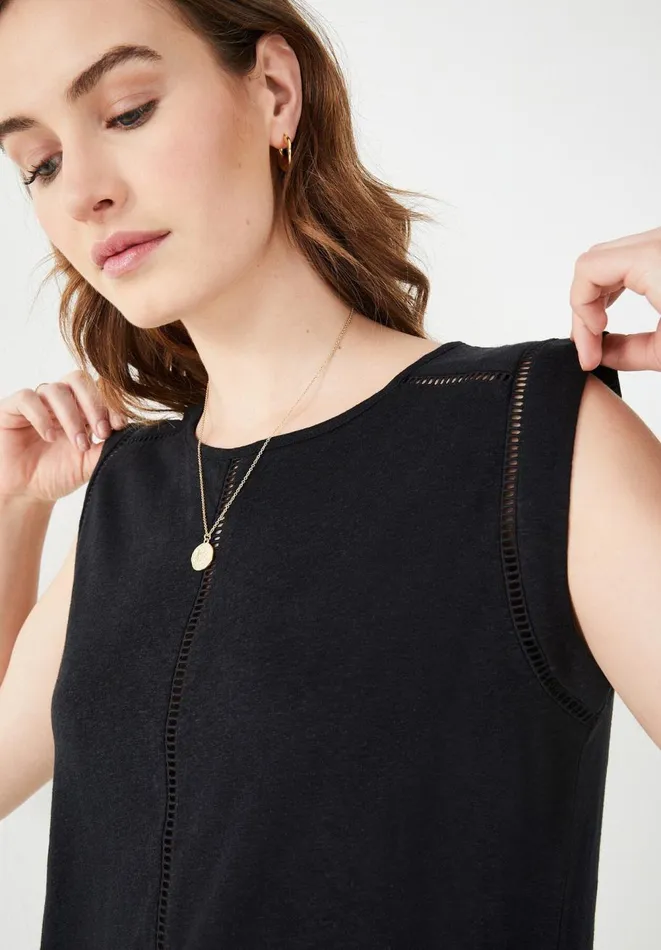 Hush Tops and Tshirts Women Fia Linen Blend Vest Black Hush Tops and Tshirts Women Fia Linen Blend Vest Black