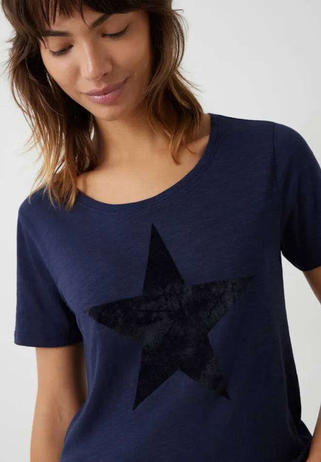 Hush Tops and Tshirts Women Flock Star Cotton T Shirt Midnight Hush Tops and Tshirts Women Flock Star Cotton T Shirt Midnight