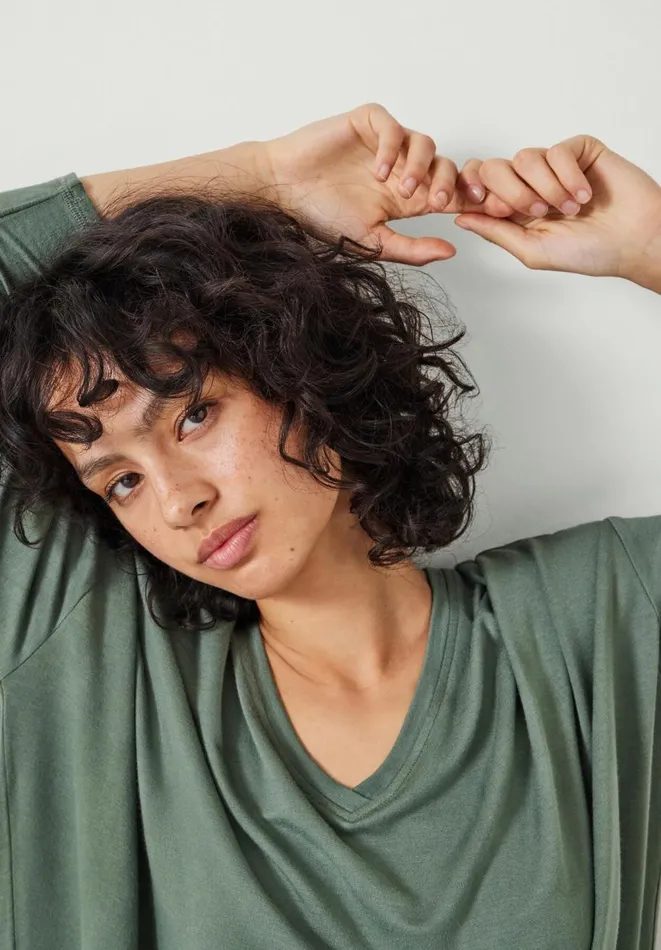 Hush Tops and Tshirts Women Gillian Wide Jersey V Neck Top Khaki Hush Tops and Tshirts Women Gillian Wide Jersey V Neck Top Khaki