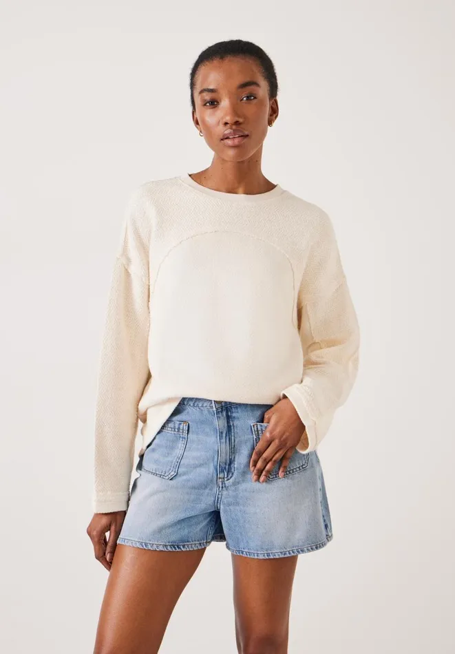 Hush Tops and Tshirts Women Hannah Textured Sweatshirt Ecru