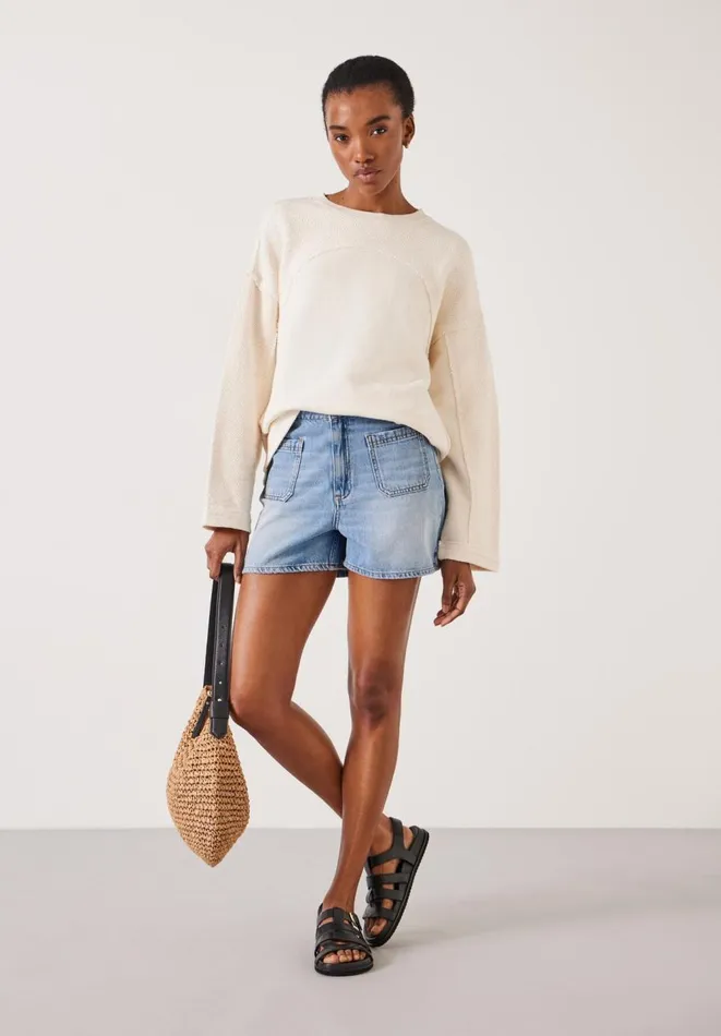 Hush Tops and Tshirts Women Hannah Textured Sweatshirt Ecru Hush Tops and Tshirts Women Hannah Textured Sweatshirt Ecru