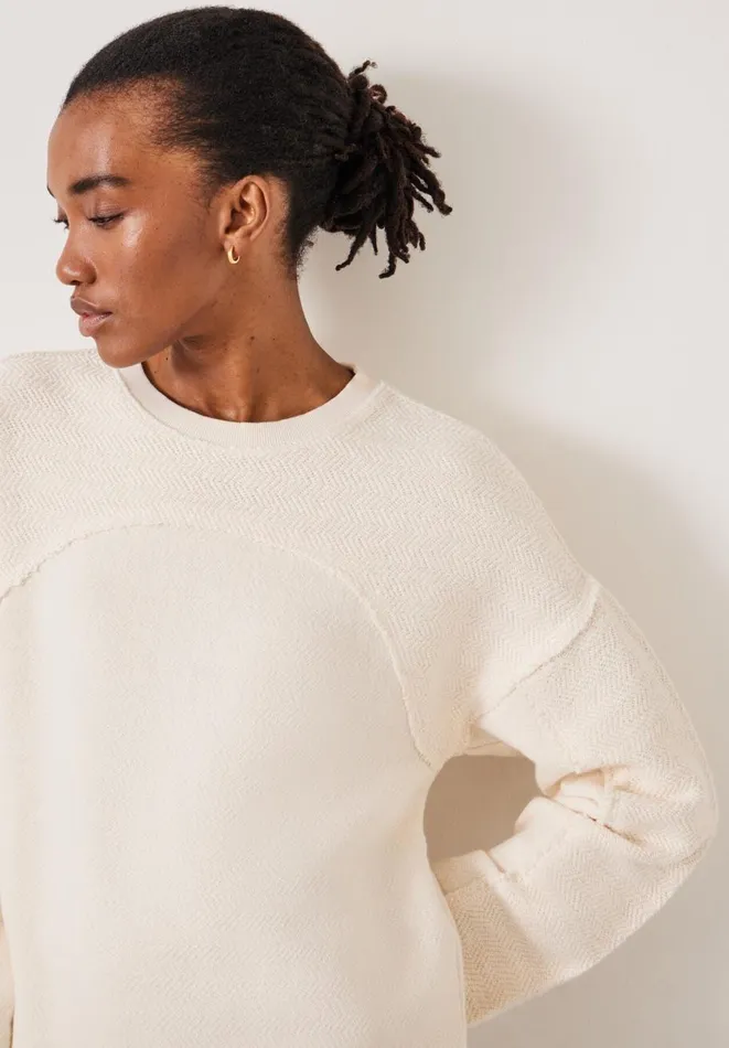 Hush Tops and Tshirts Women Hannah Textured Sweatshirt Ecru Hush Tops and Tshirts Women Hannah Textured Sweatshirt Ecru