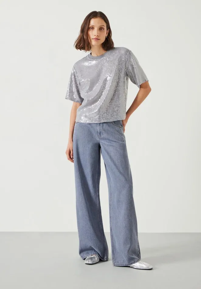 Hush Tops and Tshirts Women Holly Sequin TShirt Grey Hush Tops and Tshirts Women Holly Sequin TShirt Grey