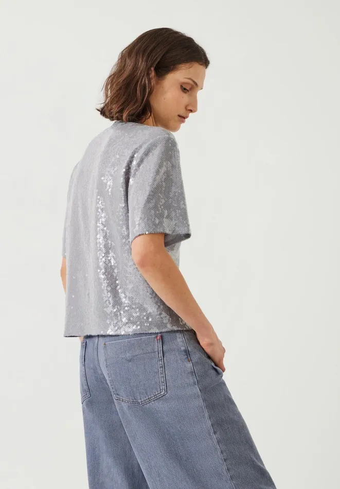 Hush Tops and Tshirts Women Holly Sequin TShirt Grey Hush Tops and Tshirts Women Holly Sequin TShirt Grey
