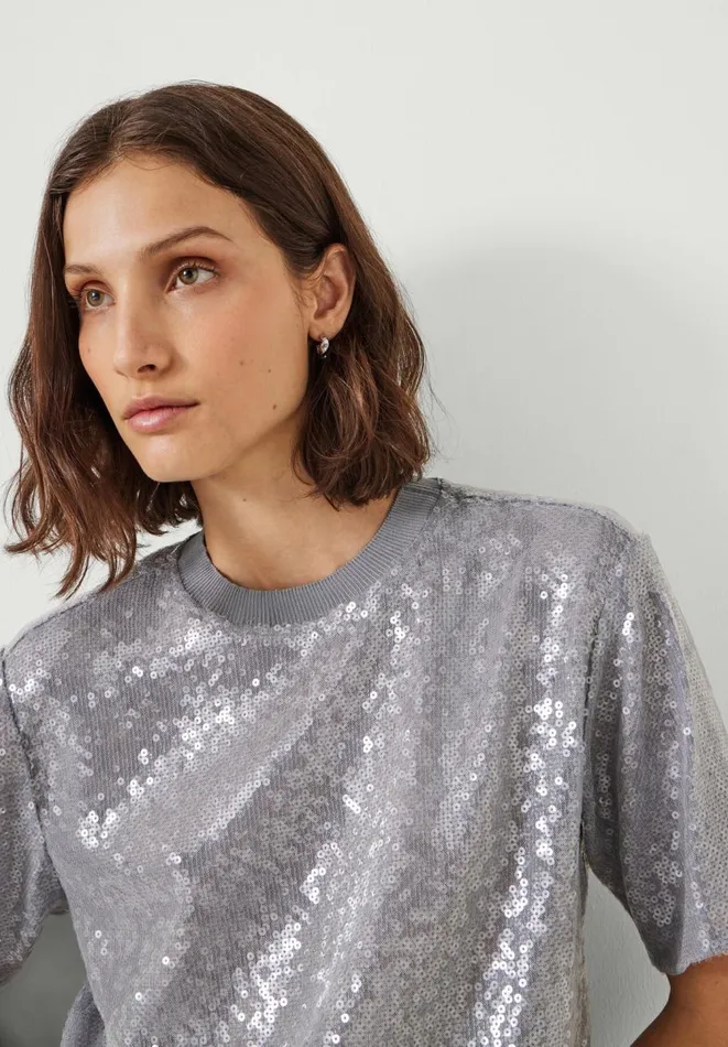 Hush Tops and Tshirts Women Holly Sequin TShirt Grey Hush Tops and Tshirts Women Holly Sequin TShirt Grey