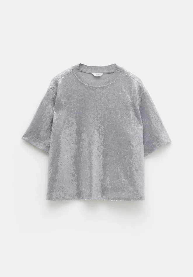 Hush Tops and Tshirts Women Holly Sequin TShirt Grey Hush Tops and Tshirts Women Holly Sequin TShirt Grey