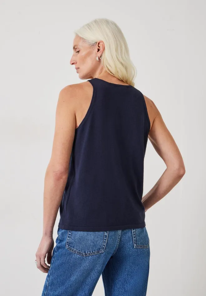Hush Tops and Tshirts Women Jada Fine Gauge Knitted Tank Top Navy Hush Tops and Tshirts Women Jada Fine Gauge Knitted Tank Top Navy