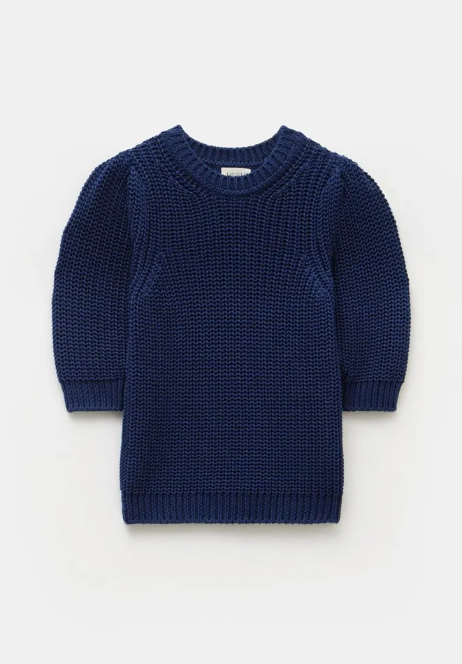 Hush Tops and Tshirts Women Jessie Cotton Puff Sleeve Ribbed Top Navy Hush Tops and Tshirts Women Jessie Cotton Puff Sleeve Ribbed Top Navy