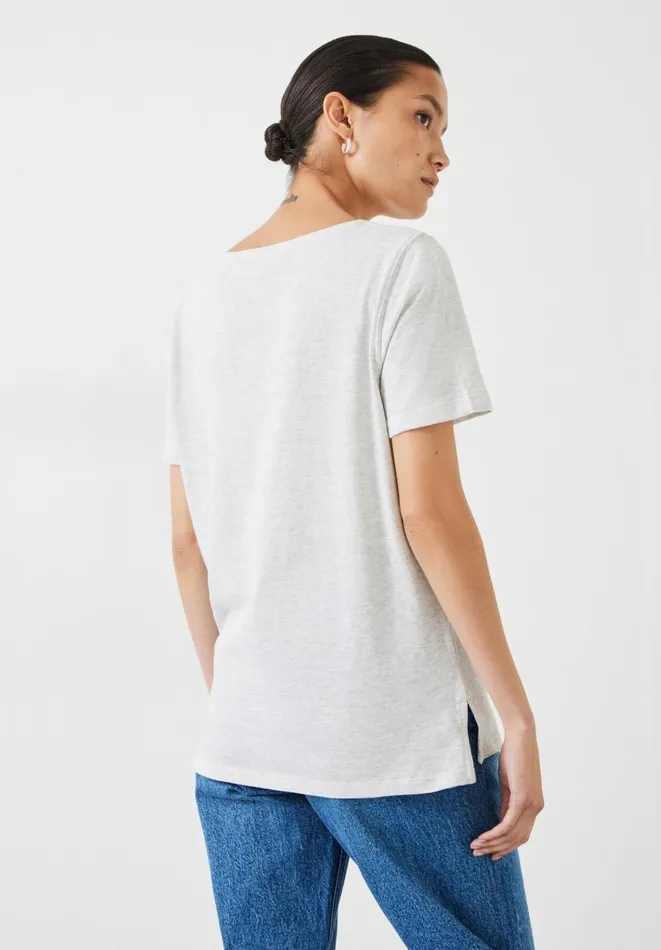 Hush Tops and Tshirts Women Kali Cotton Crew TShirt Lightest Grey Marl Hush Tops and Tshirts Women Kali Cotton Crew TShirt Lightest Grey Marl