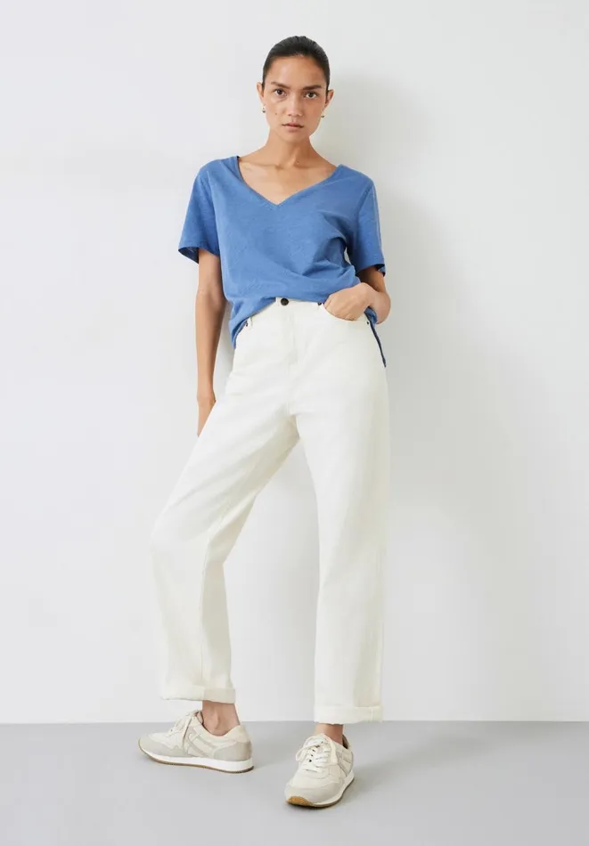Hush Tops and Tshirts Women Kali Cotton Slub VNeck TShirt Denim Blue Hush Tops and Tshirts Women Kali Cotton Slub VNeck TShirt Denim Blue
