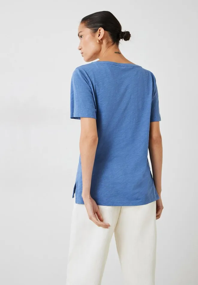 Hush Tops and Tshirts Women Kali Cotton Slub VNeck TShirt Denim Blue Hush Tops and Tshirts Women Kali Cotton Slub VNeck TShirt Denim Blue