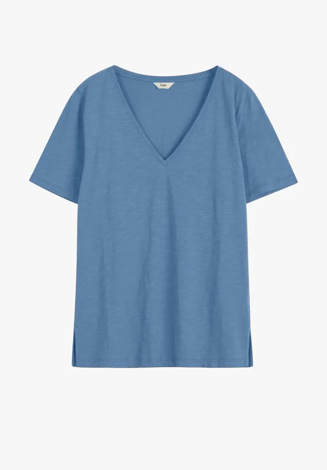 Hush Tops and Tshirts Women Kali Cotton Slub VNeck TShirt Denim Blue Hush Tops and Tshirts Women Kali Cotton Slub VNeck TShirt Denim Blue
