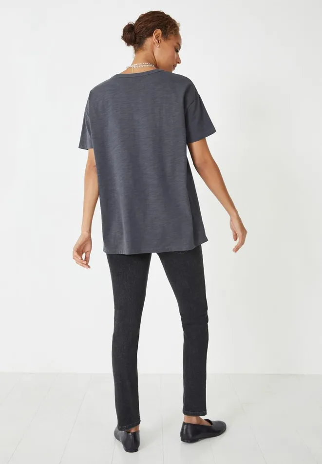 Hush Tops and Tshirts Women Longline Cotton TShirt Washed Black Hush Tops and Tshirts Women Longline Cotton TShirt Washed Black