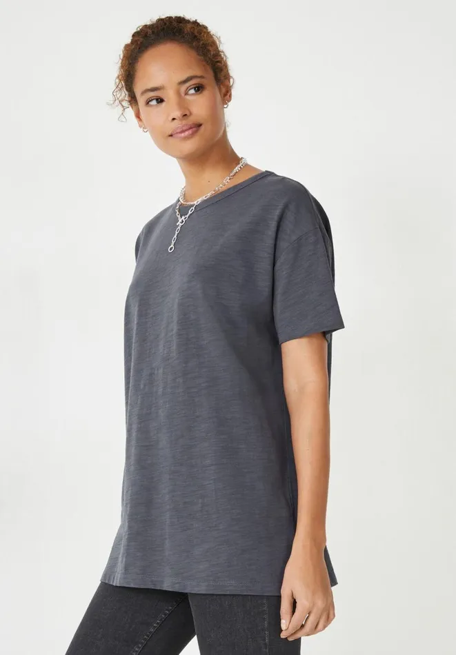 Hush Tops and Tshirts Women Longline Cotton TShirt Washed Black Hush Tops and Tshirts Women Longline Cotton TShirt Washed Black