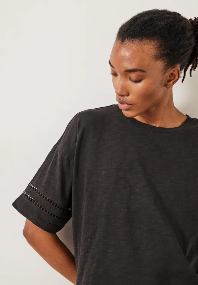 Hush Tops and Tshirts Women Lucie Lace Detail TShirt Black Hush Tops and Tshirts Women Lucie Lace Detail TShirt Black