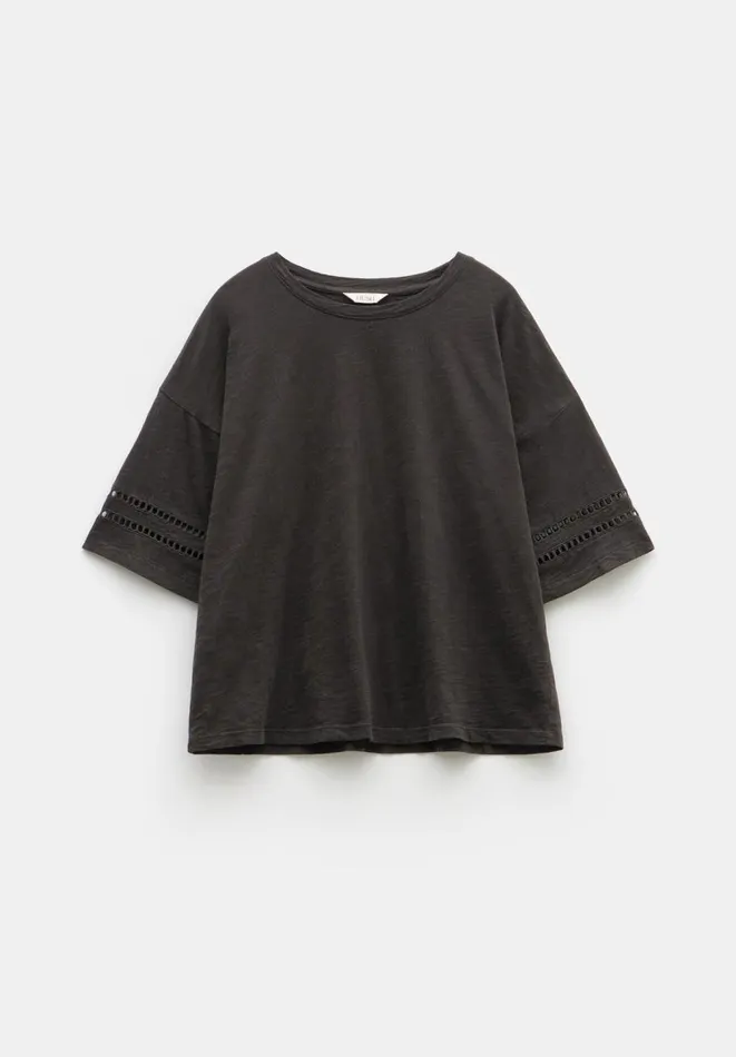 Hush Tops and Tshirts Women Lucie Lace Detail TShirt Black Hush Tops and Tshirts Women Lucie Lace Detail TShirt Black