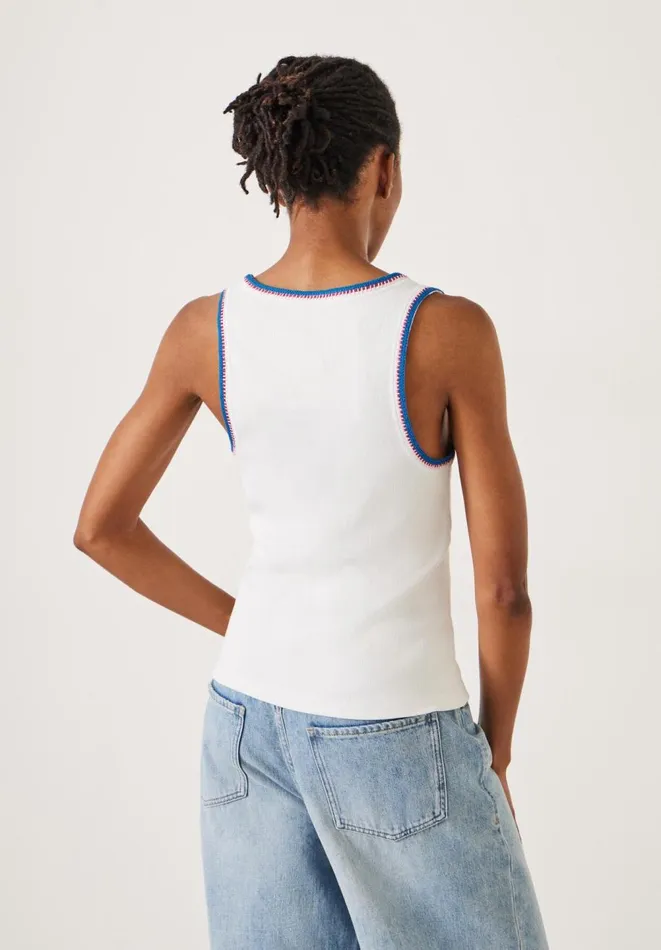 Hush Tops and Tshirts Women Luisa Crochet Detail Vest White Hush Tops and Tshirts Women Luisa Crochet Detail Vest White
