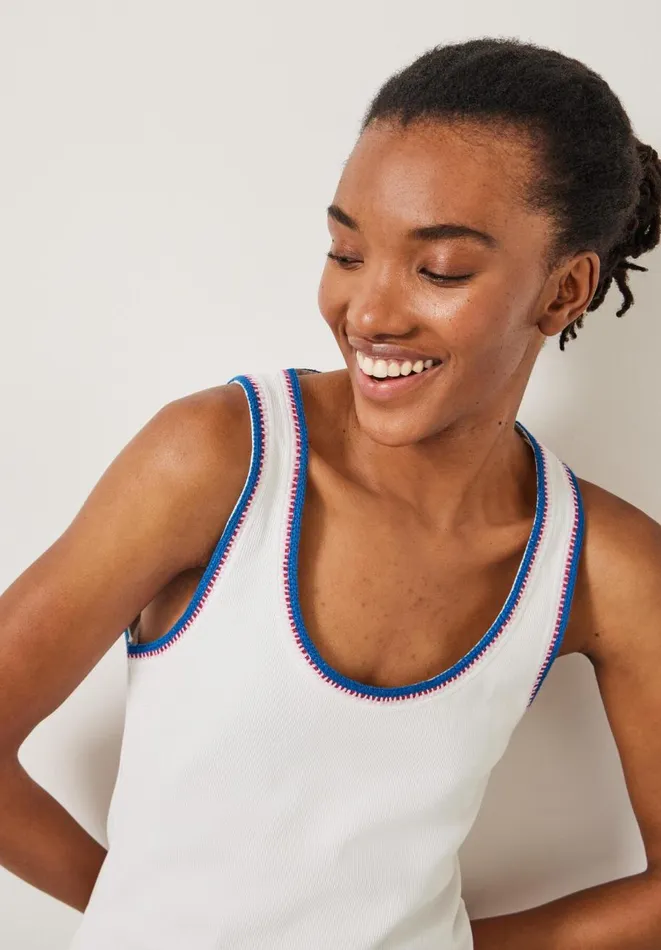 Hush Tops and Tshirts Women Luisa Crochet Detail Vest White Hush Tops and Tshirts Women Luisa Crochet Detail Vest White