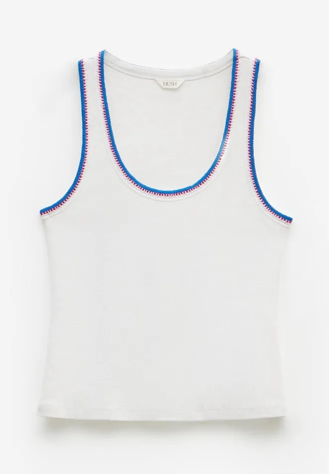 Hush Tops and Tshirts Women Luisa Crochet Detail Vest White Hush Tops and Tshirts Women Luisa Crochet Detail Vest White