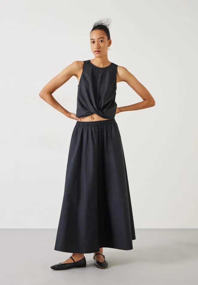 Hush Tops and Tshirts Women Maggie Twist Front Linen Top Black Hush Tops and Tshirts Women Maggie Twist Front Linen Top Black
