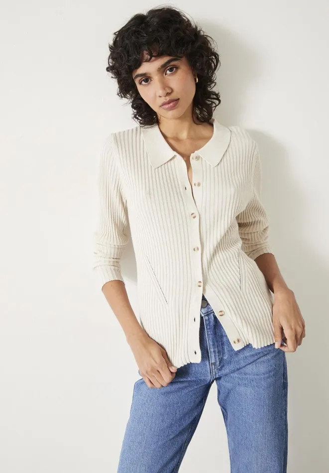 Hush Tops and Tshirts Women Miquita Collared Knitted Cardigan Ecru