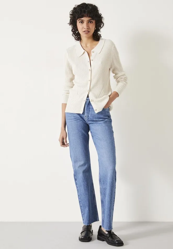 Hush Tops and Tshirts Women Miquita Collared Knitted Cardigan Ecru Hush Tops and Tshirts Women Miquita Collared Knitted Cardigan Ecru