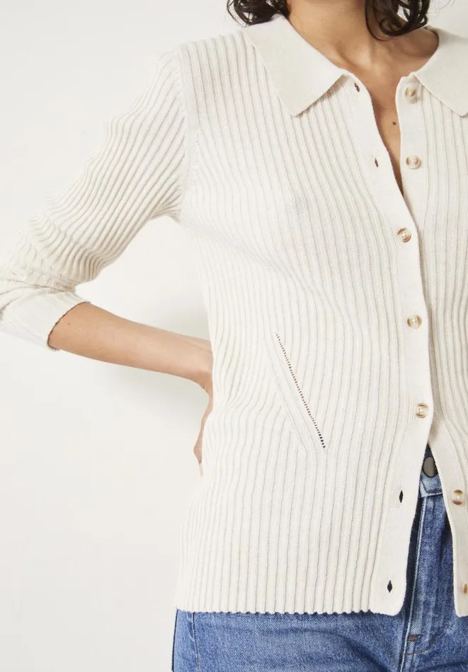 Hush Tops and Tshirts Women Miquita Collared Knitted Cardigan Ecru Hush Tops and Tshirts Women Miquita Collared Knitted Cardigan Ecru