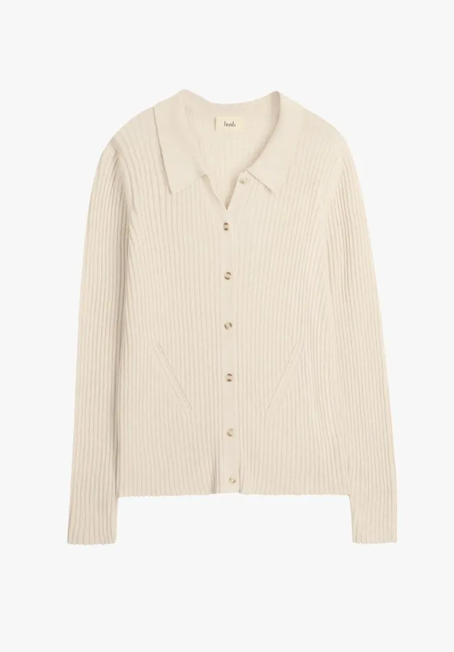 Hush Tops and Tshirts Women Miquita Collared Knitted Cardigan Ecru Hush Tops and Tshirts Women Miquita Collared Knitted Cardigan Ecru