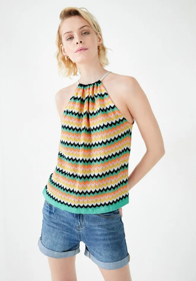 Hush Tops and Tshirts Women Nora Halterneck Knitted Vest Ecrumulti Hush Tops and Tshirts Women Nora Halterneck Knitted Vest Ecrumulti