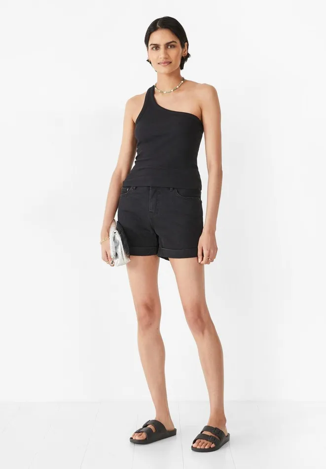 Hush Tops and Tshirts Women Nula One Shoulder Vest Black Hush Tops and Tshirts Women Nula One Shoulder Vest Black