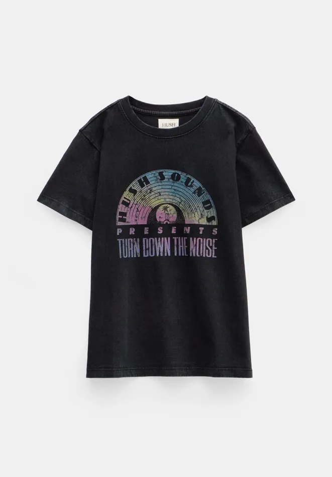 Hush Tops and Tshirts Women Ombre Rainbow Graphic T Shirt Black Onyx Hush Tops and Tshirts Women Ombre Rainbow Graphic T Shirt Black Onyx