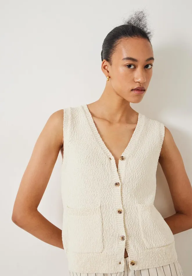 Hush Tops and Tshirts Women Ottiline Knitted Waistcoat Soft White Hush Tops and Tshirts Women Ottiline Knitted Waistcoat Soft White