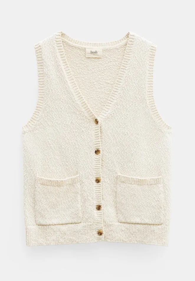 Hush Tops and Tshirts Women Ottiline Knitted Waistcoat Soft White Hush Tops and Tshirts Women Ottiline Knitted Waistcoat Soft White