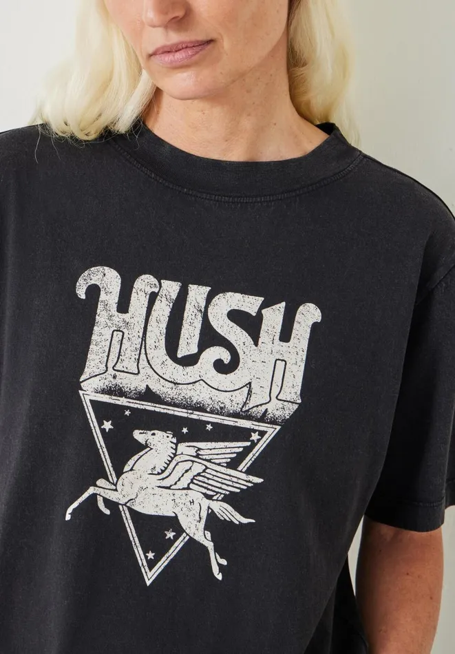 Hush Tops and Tshirts Women Pegasus Oversized Graphic Cotton TShirt Black Onyx Hush Tops and Tshirts Women Pegasus Oversized Graphic Cotton TShirt Black Onyx