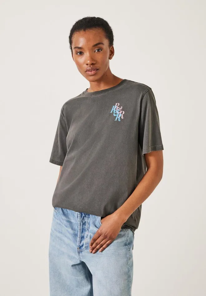Hush Tops and Tshirts Women RandR Graphic TShirt Washed Grey Hush Tops and Tshirts Women RandR Graphic TShirt Washed Grey