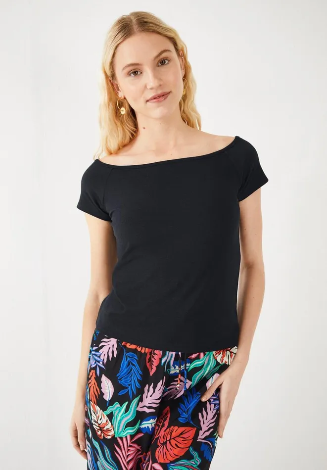 Hush Tops and Tshirts Women Raya Bardot Jersey Top Black Hush Tops and Tshirts Women Raya Bardot Jersey Top Black