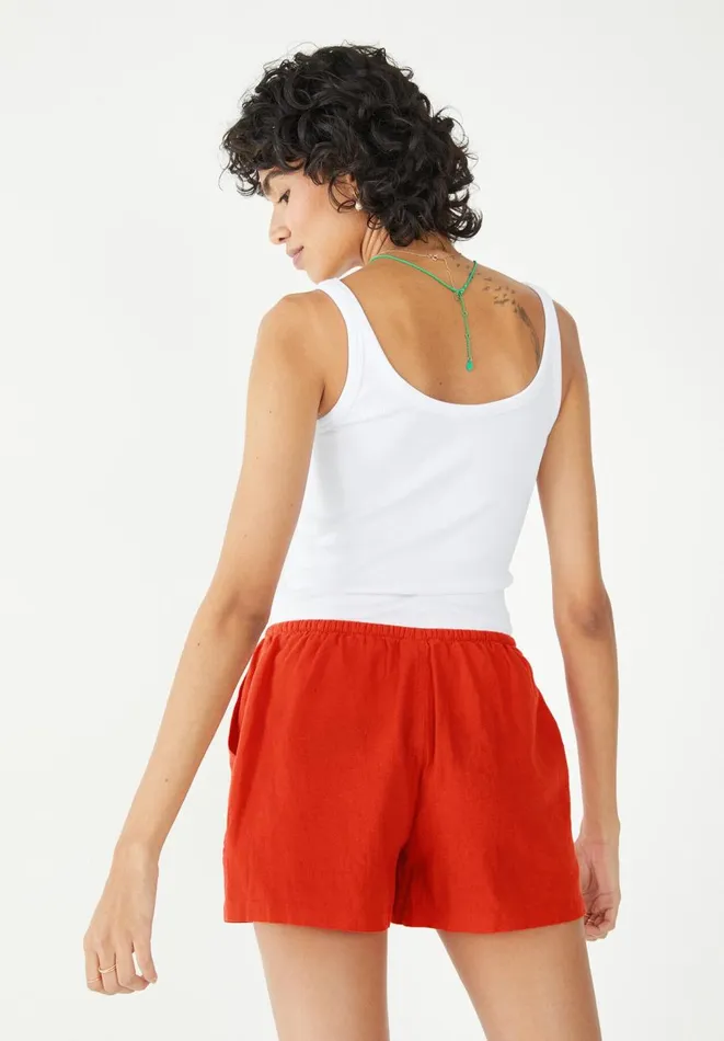 Hush Tops and Tshirts Women Ribbed Low Scoop Fitted Vest White Hush Tops and Tshirts Women Ribbed Low Scoop Fitted Vest White