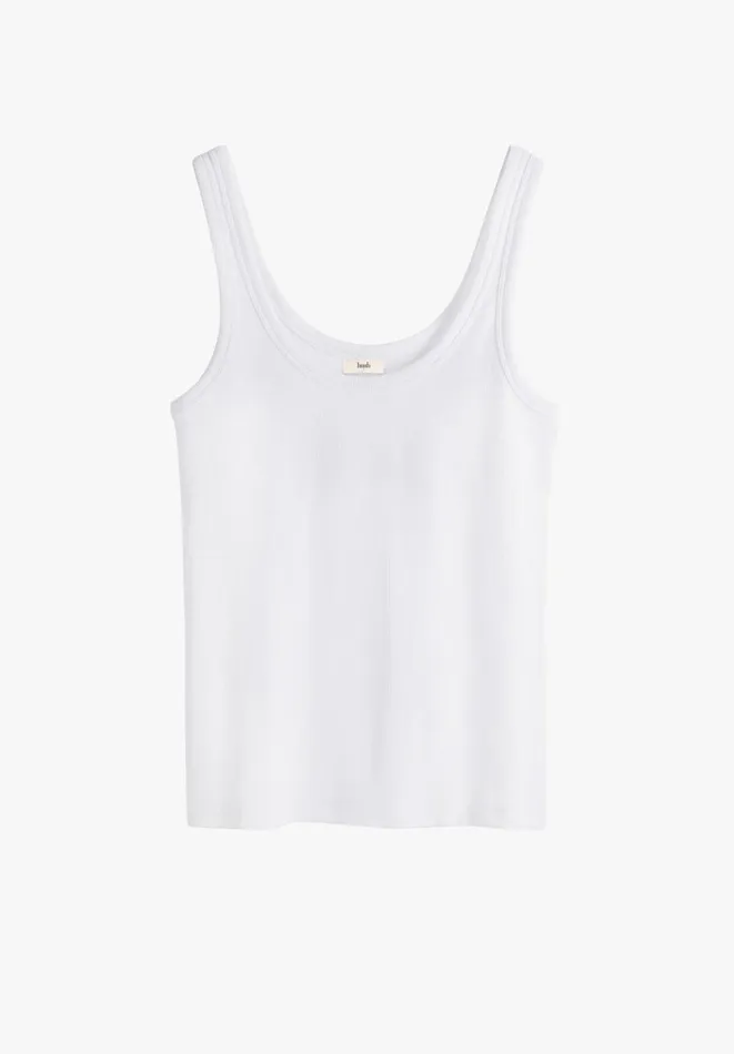 Hush Tops and Tshirts Women Ribbed Low Scoop Fitted Vest White Hush Tops and Tshirts Women Ribbed Low Scoop Fitted Vest White