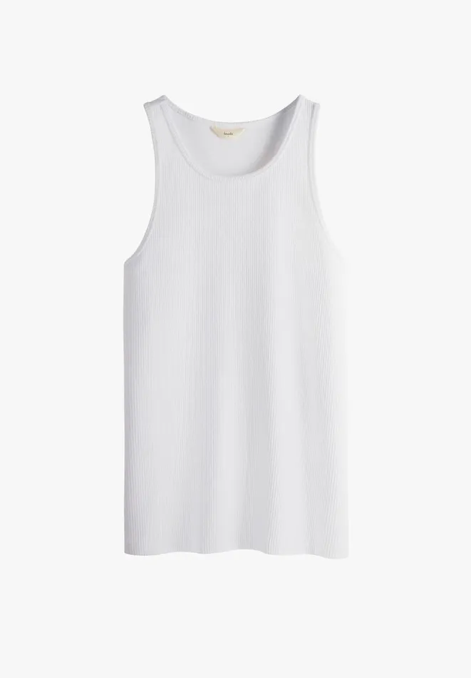 Hush Tops and Tshirts Women Ribbed Scoop Vest White Hush Tops and Tshirts Women Ribbed Scoop Vest White