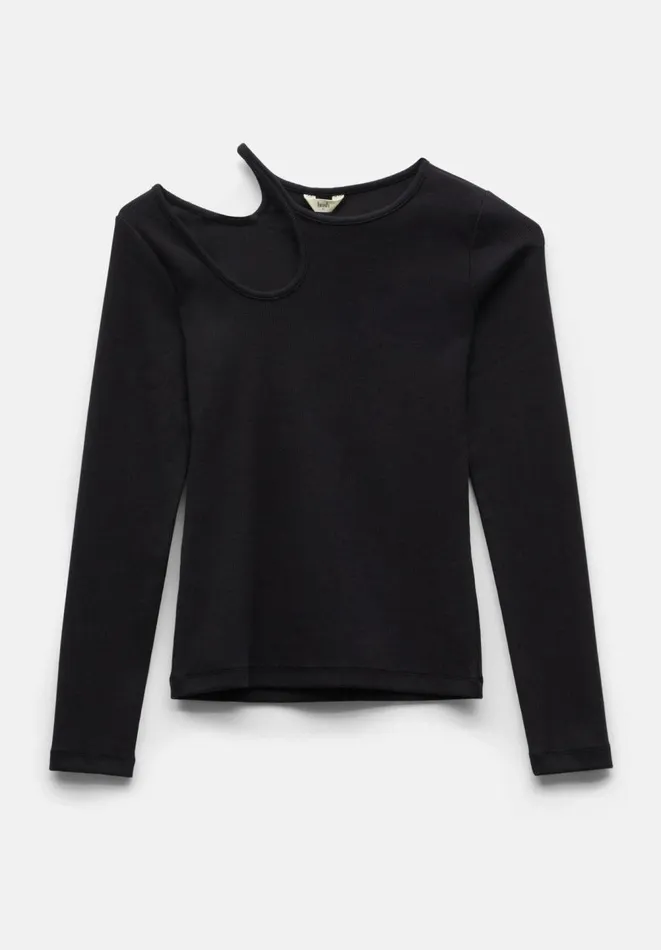 Hush Tops and Tshirts Women Sabina Cut Out Long Sleeve Top Black Hush Tops and Tshirts Women Sabina Cut Out Long Sleeve Top Black