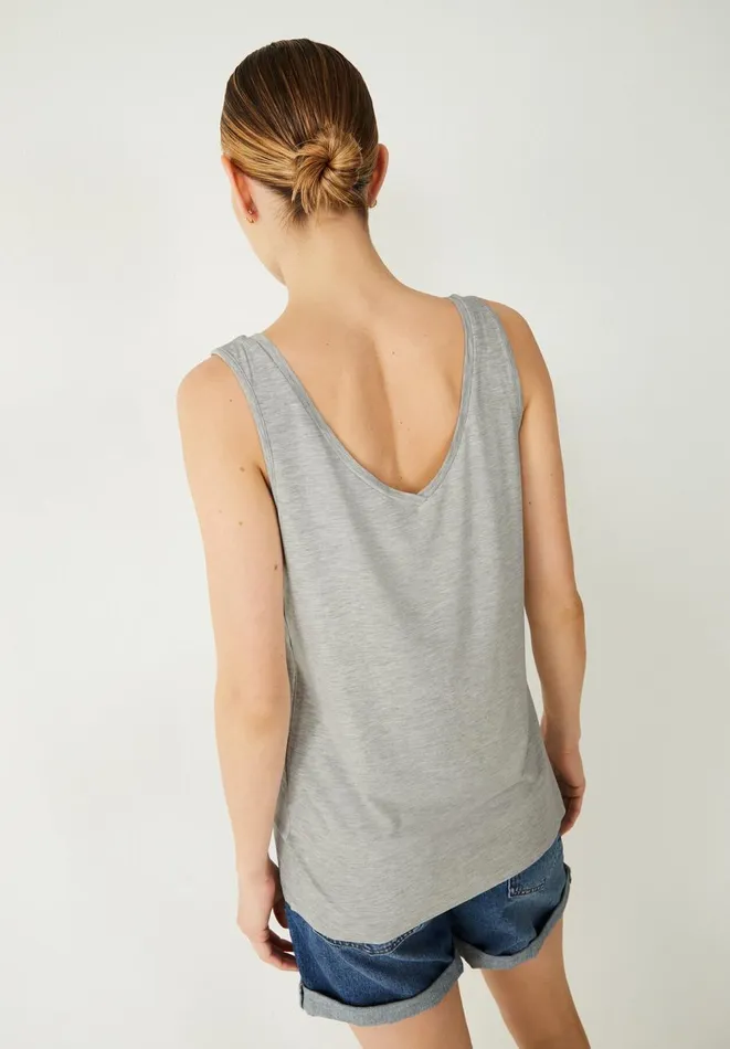 Hush Tops and Tshirts Women Sally VNeck Jersey Vest Top Lightest Grey Marl Hush Tops and Tshirts Women Sally VNeck Jersey Vest Top Lightest Grey Marl