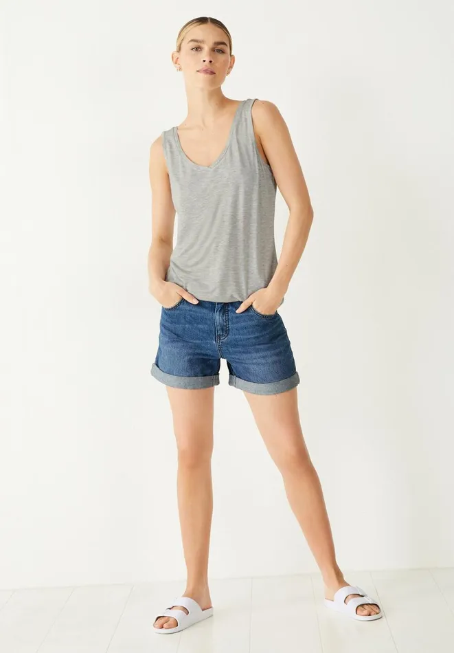 Hush Tops and Tshirts Women Sally VNeck Jersey Vest Top Lightest Grey Marl Hush Tops and Tshirts Women Sally VNeck Jersey Vest Top Lightest Grey Marl