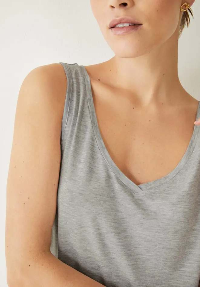Hush Tops and Tshirts Women Sally VNeck Jersey Vest Top Lightest Grey Marl Hush Tops and Tshirts Women Sally VNeck Jersey Vest Top Lightest Grey Marl